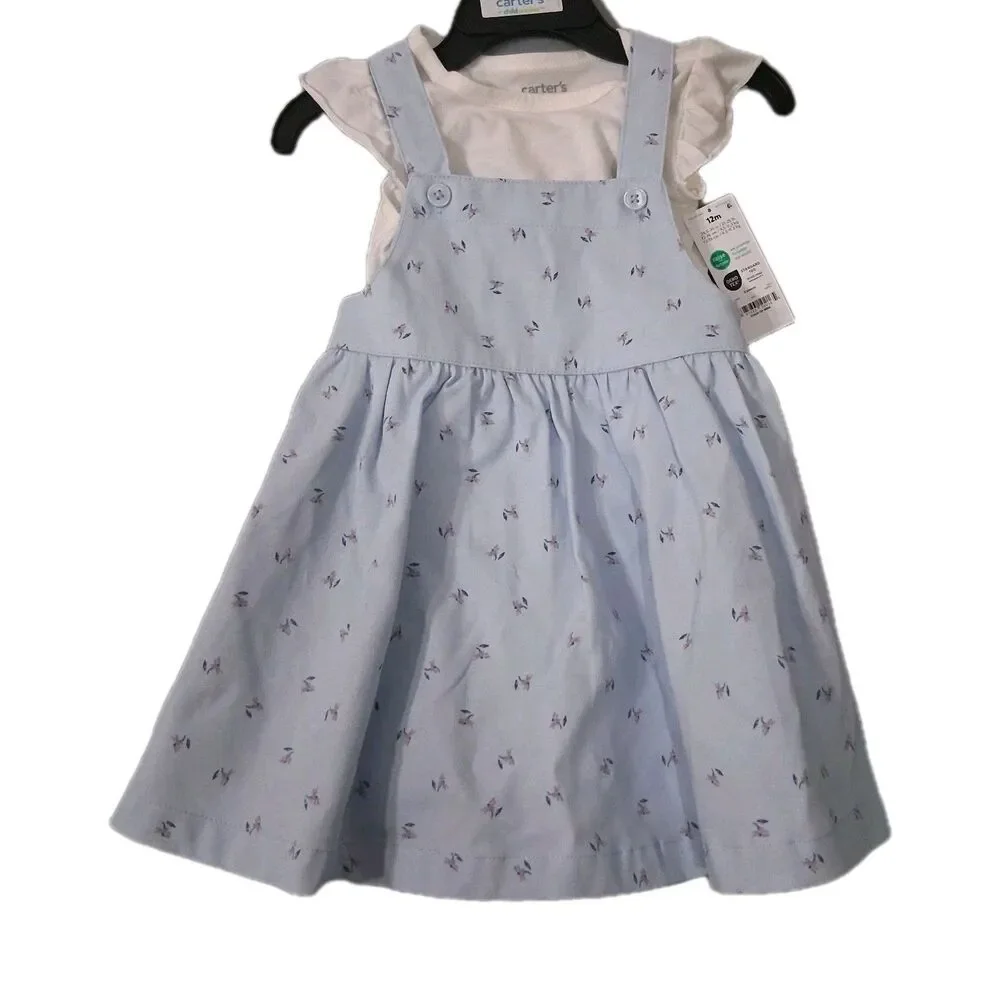 Carters Baby Girl Dress Size 12m Jumper Top Easter Summer Festival Church 2 Pc
